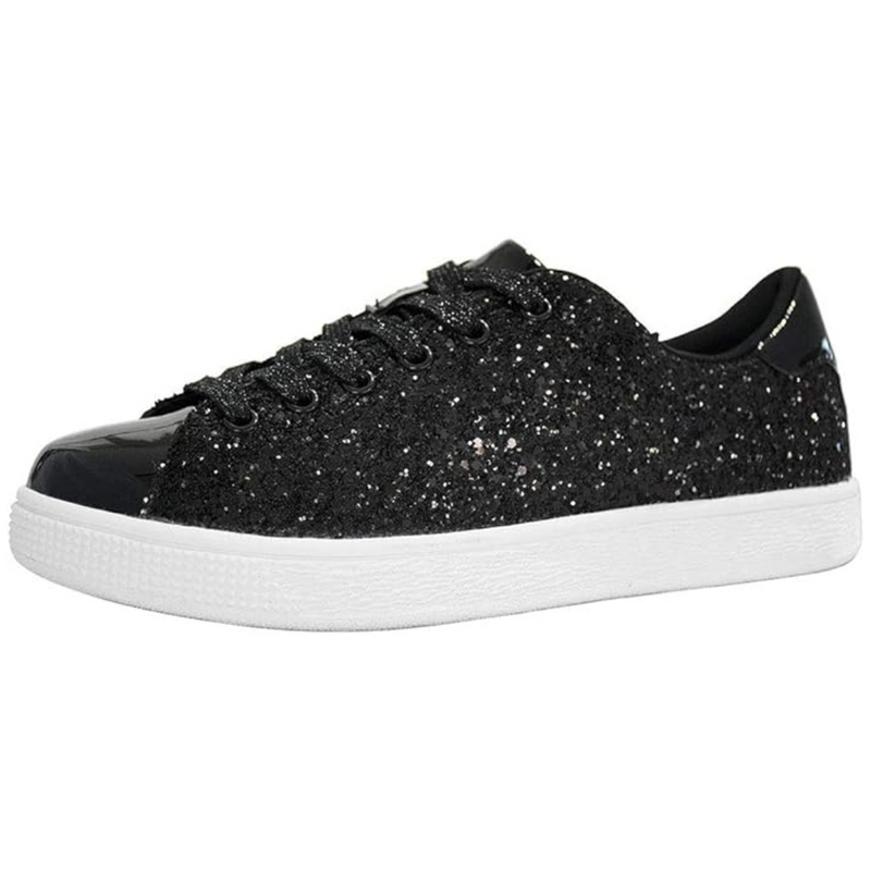 Glitzernde Damen Sneaker mit schimmerndem Design-Schwarz-36-Luzern Mode