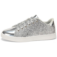 Glitzernde Damen Sneaker mit schimmerndem Design-Silber-36-Luzern Mode