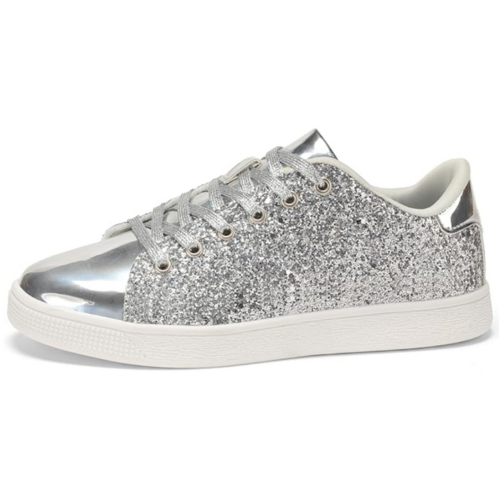 Glitzernde Damen Sneaker mit schimmerndem Design-Silber-36-Luzern Mode