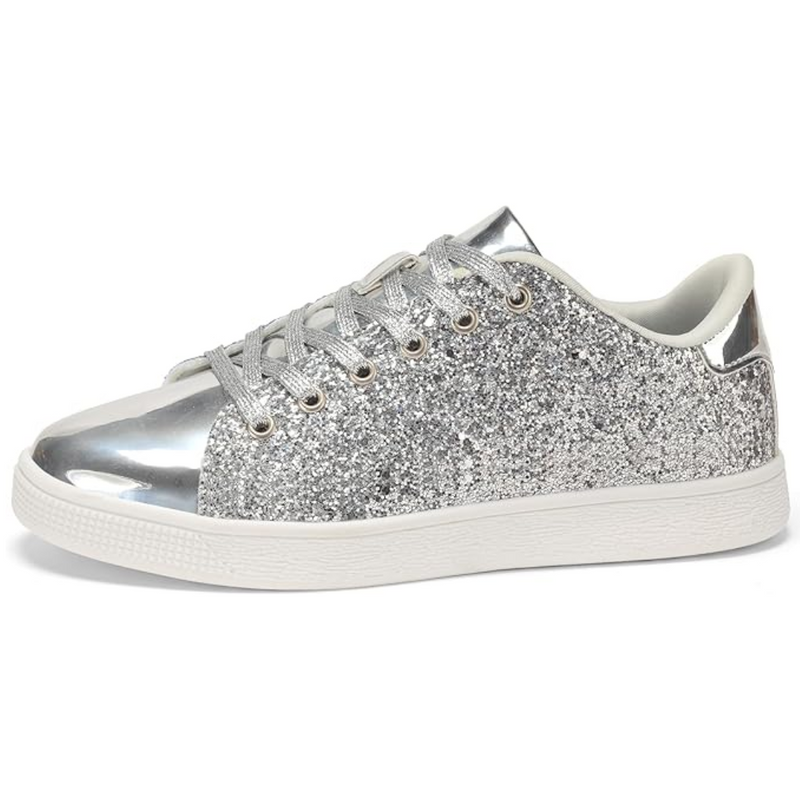Glitzernde Damen Sneaker mit schimmerndem Design-Silber-36-Luzern Mode