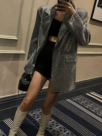 Oversized Glitzer Pailletten Blazer Damen - Eleganter Party Look-Luzern Mode