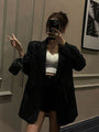 Oversized Glitzer Pailletten Blazer Damen - Eleganter Party Look-Schwarz-S-Luzern Mode