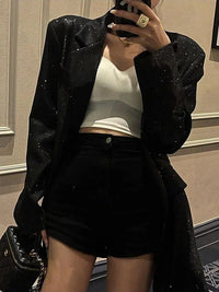 Oversized Glitzer Pailletten Blazer Damen - Eleganter Party Look-Luzern Mode