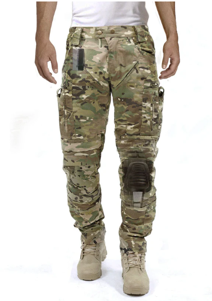 Herren Cargohose | Lang | Knieschutz | 16 Taschen | Robust-Grün B-S-Luzern Mode