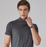 Herren T-Shirt | Turtleneck | Enganliegender Schnitt | Kurzarm-Grau-S-Luzern Mode