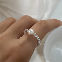 Perlenring | Stilvoll Modern Verstellbar Einzigartig Langlebig Silber Trendy-Weiß-5-Luzern Mode