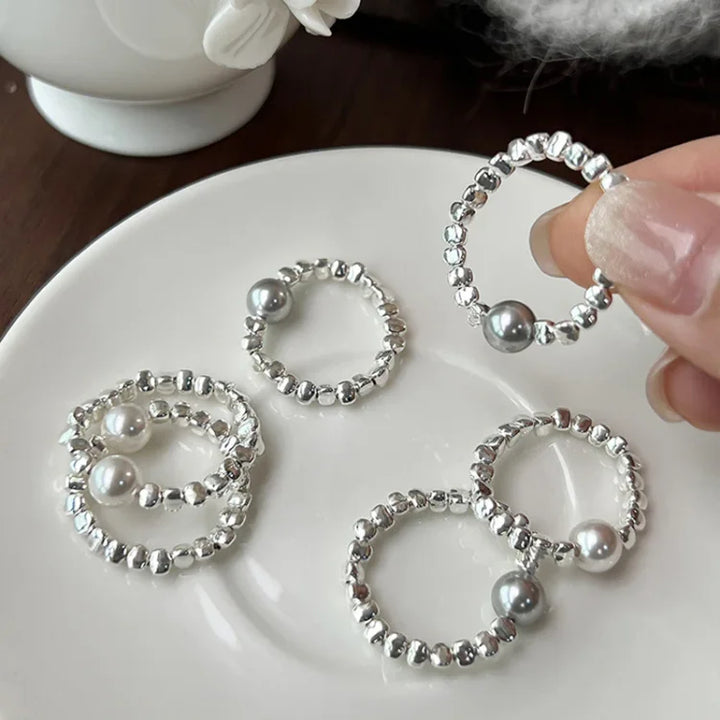Perlenring | Stilvoll Modern Verstellbar Einzigartig Langlebig Silber Trendy-Luzern Mode
