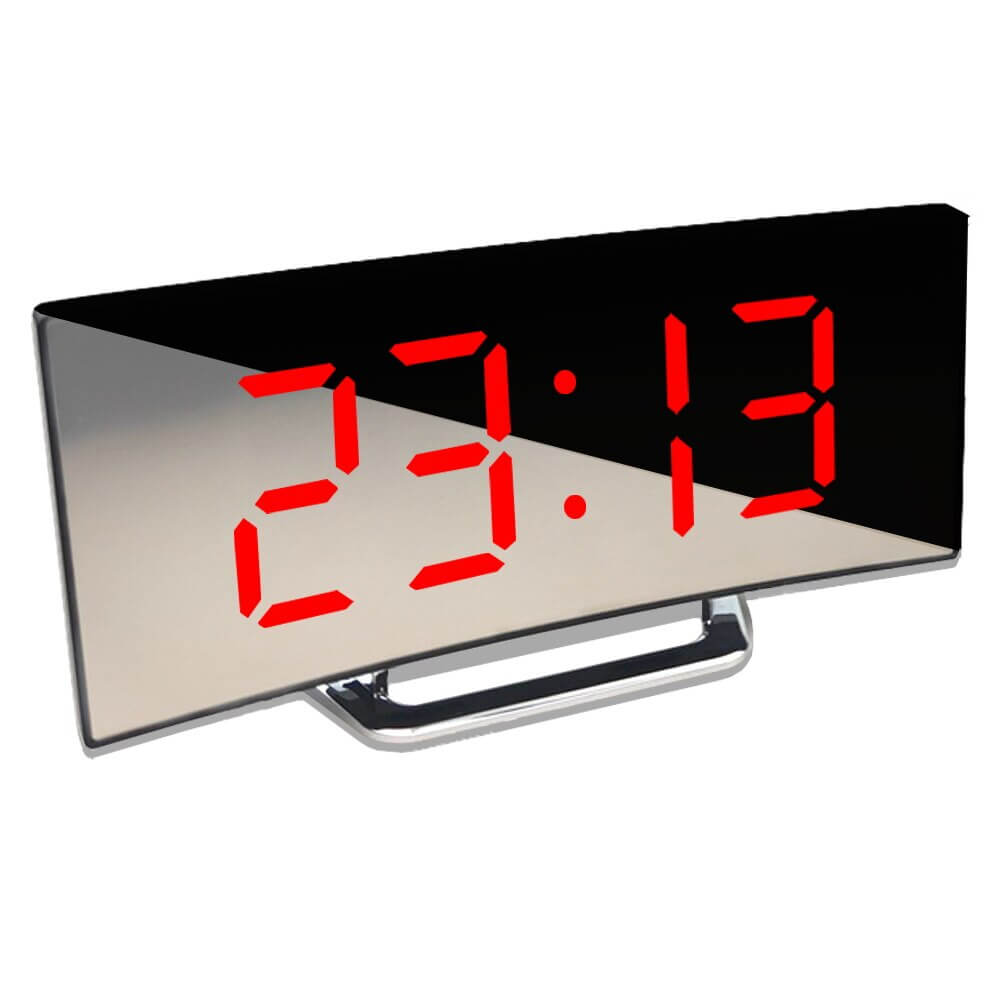 Wecker | Digital LED Gebogen Einzigartig Vielseitig Langlebig USB Snooze-Rot-Luzern Mode