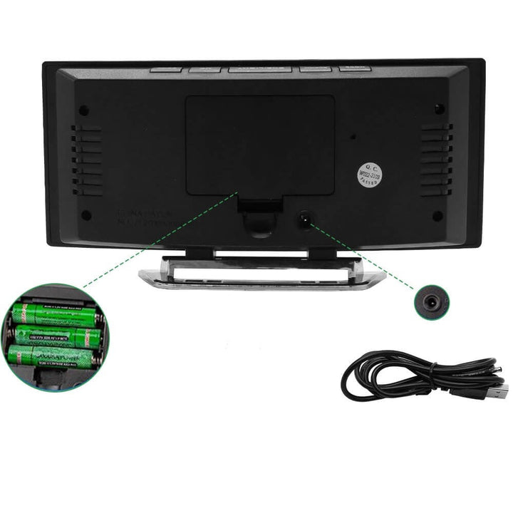 Wecker | Digital LED Gebogen Einzigartig Vielseitig Langlebig USB Snooze-Luzern Mode