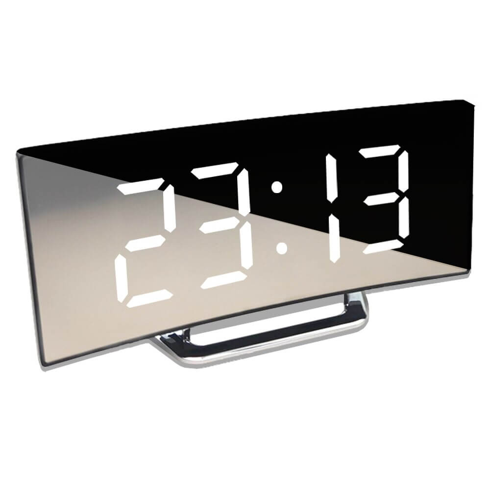 Wecker | Digital LED Gebogen Einzigartig Vielseitig Langlebig USB Snooze-Weiß-Luzern Mode