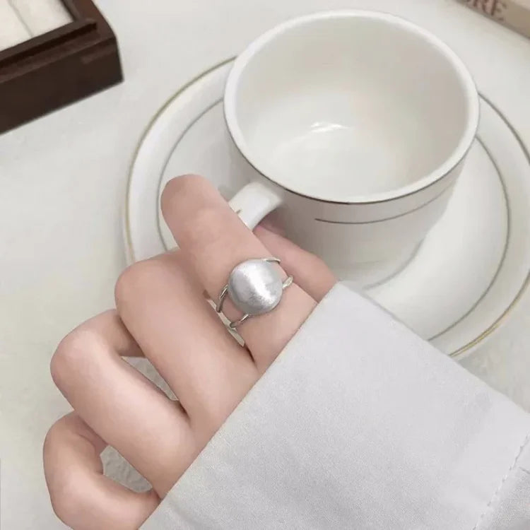Damen Silberring | Verstellbar Halbkugel Einzigartig Stilvoll Langlebig-Luzern Mode
