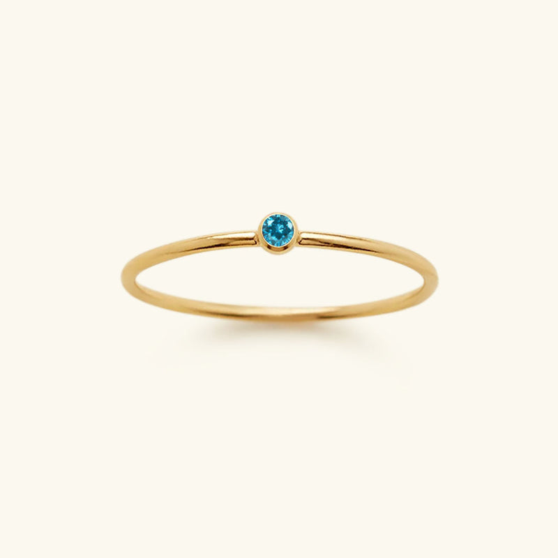 Goldfarbener Geburtsstein-Ring | Langlebig | Stilvoll | Persönlich | Geschenk-49 mm-Dezember – Aquamarin-Luzern Mode