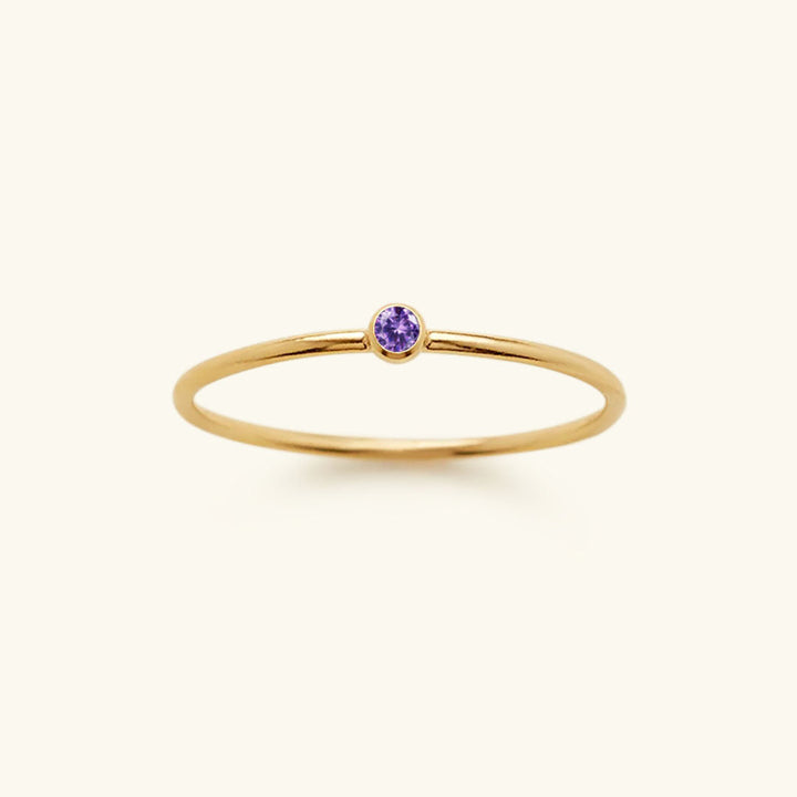 Goldfarbener Geburtsstein-Ring | Langlebig | Stilvoll | Persönlich | Geschenk-49 mm-Februar – Lila-Luzern Mode