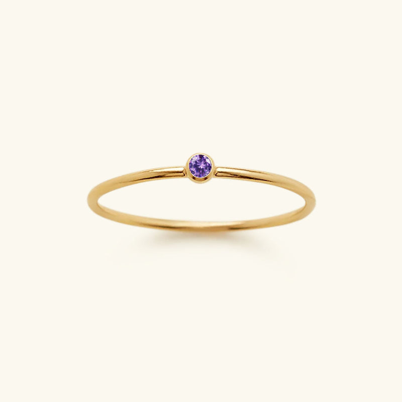 Goldfarbener Geburtsstein-Ring | Langlebig | Stilvoll | Persönlich | Geschenk-49 mm-Februar – Lila-Luzern Mode
