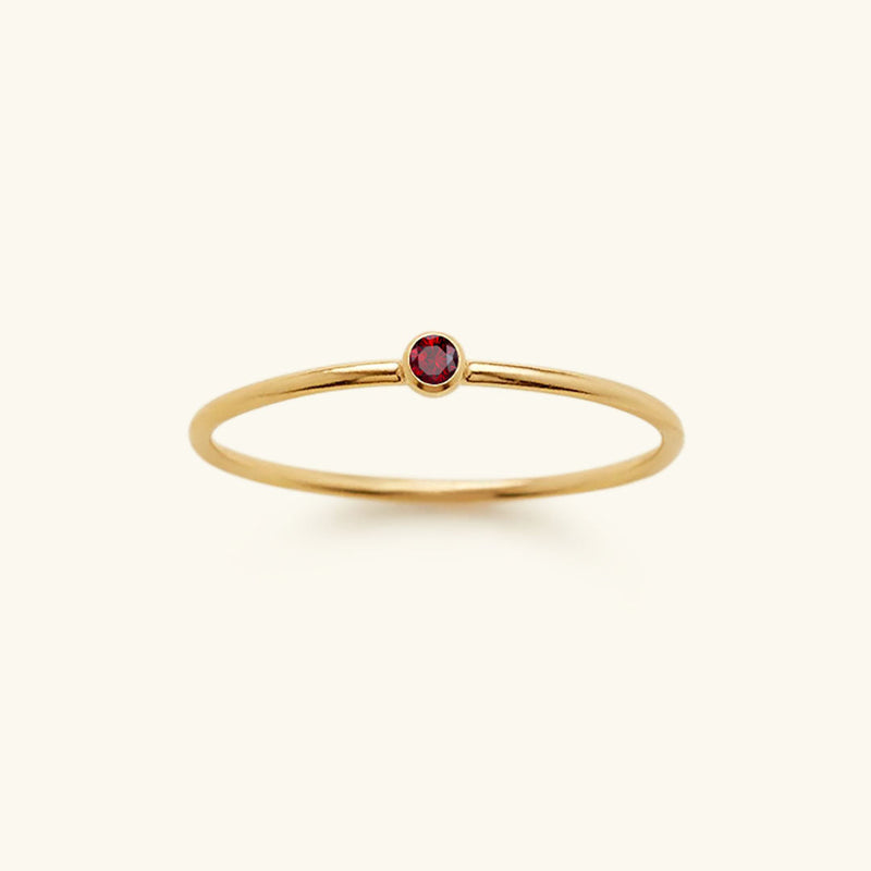 Goldfarbener Geburtsstein-Ring | Langlebig | Stilvoll | Persönlich | Geschenk-49 mm-Januar – Rot-Luzern Mode