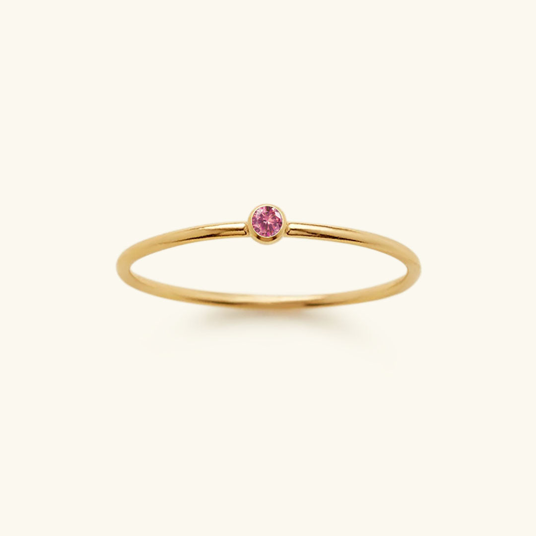 Goldfarbener Geburtsstein-Ring | Langlebig | Stilvoll | Persönlich | Geschenk-49 mm-Juli – Rosa-Luzern Mode