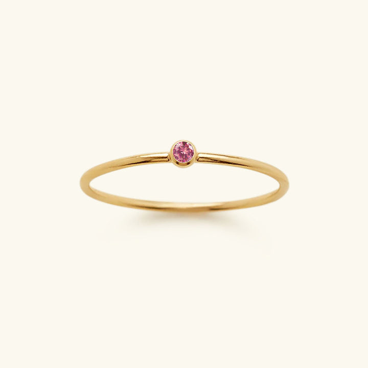 Goldfarbener Geburtsstein-Ring | Langlebig | Stilvoll | Persönlich | Geschenk-49 mm-Juli – Rosa-Luzern Mode