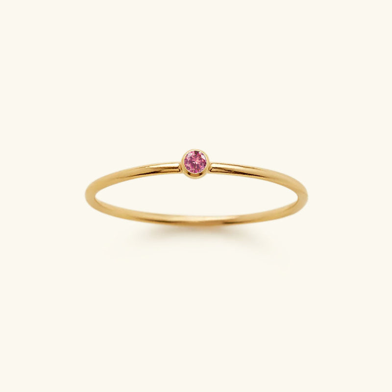 Goldfarbener Geburtsstein-Ring | Langlebig | Stilvoll | Persönlich | Geschenk-49 mm-Juli – Rosa-Luzern Mode