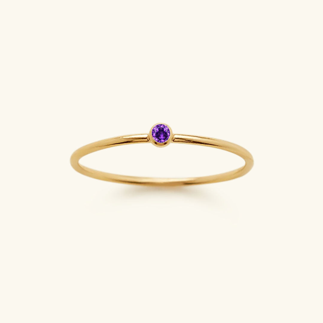Goldfarbener Geburtsstein-Ring | Langlebig | Stilvoll | Persönlich | Geschenk-49 mm-Juni – Amethyst-Luzern Mode
