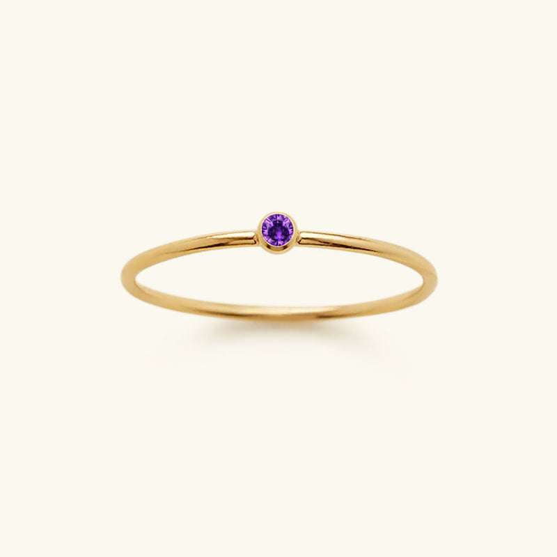 Goldfarbener Geburtsstein-Ring | Langlebig | Stilvoll | Persönlich | Geschenk-49 mm-Juni – Amethyst-Luzern Mode