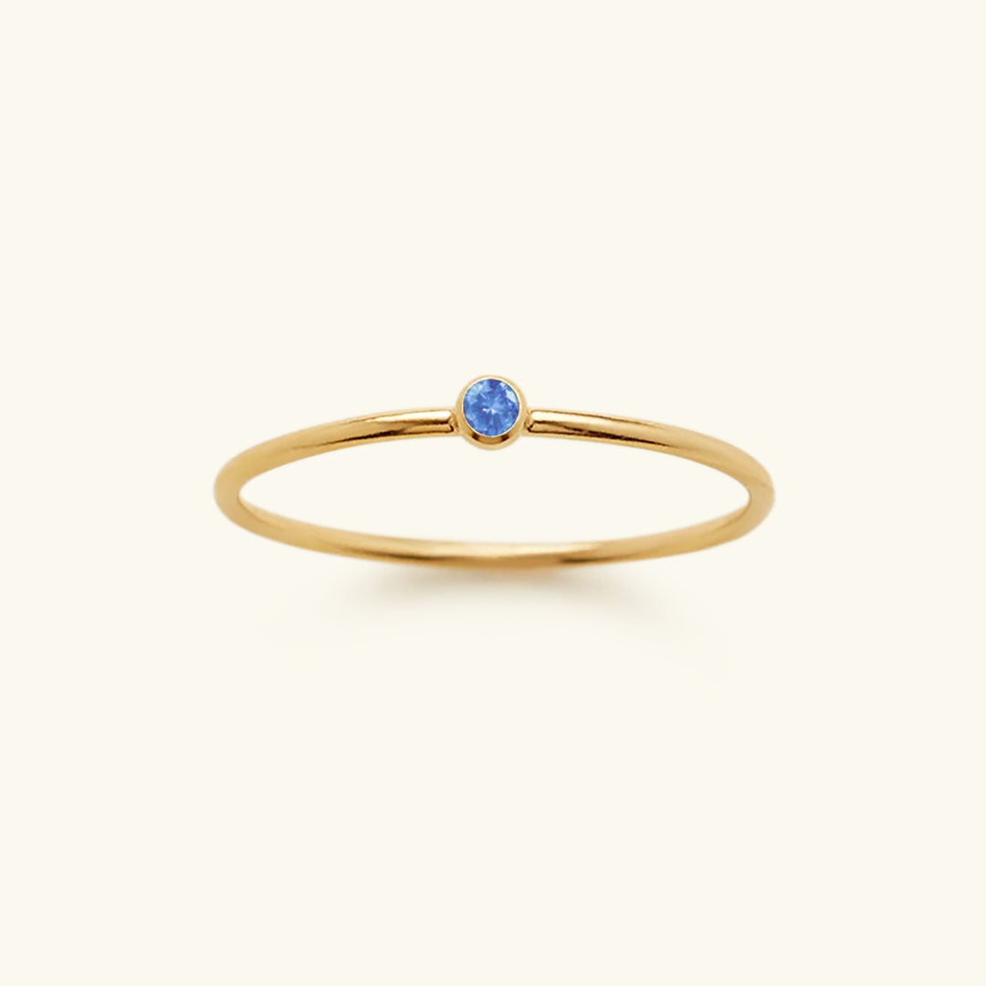 Goldfarbener Geburtsstein-Ring | Langlebig | Stilvoll | Persönlich | Geschenk-49 mm-März – Hell-Saphir-Luzern Mode