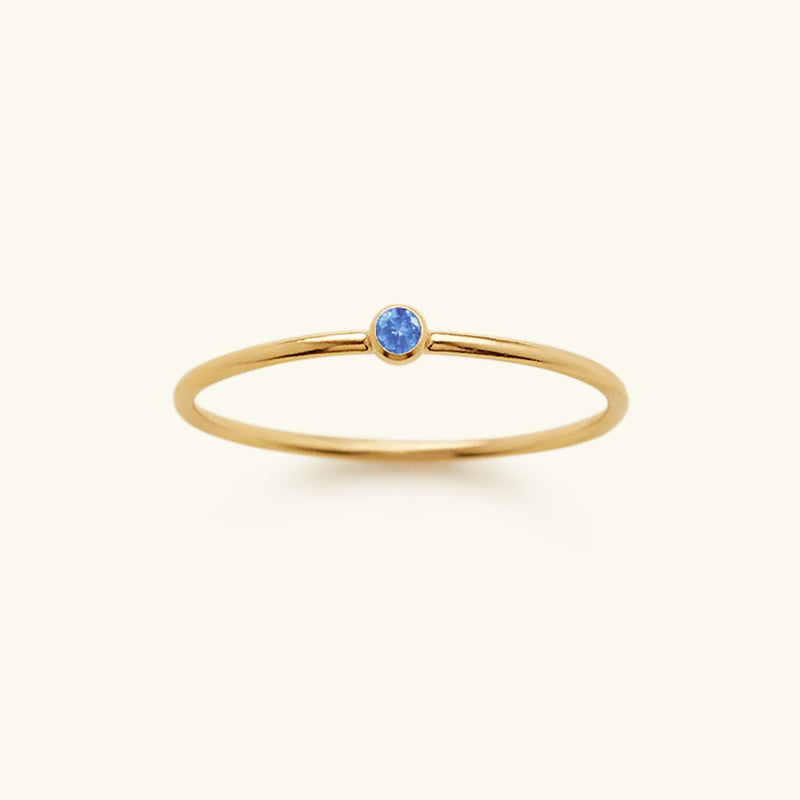 Goldfarbener Geburtsstein-Ring | Langlebig | Stilvoll | Persönlich | Geschenk-49 mm-März – Hell-Saphir-Luzern Mode