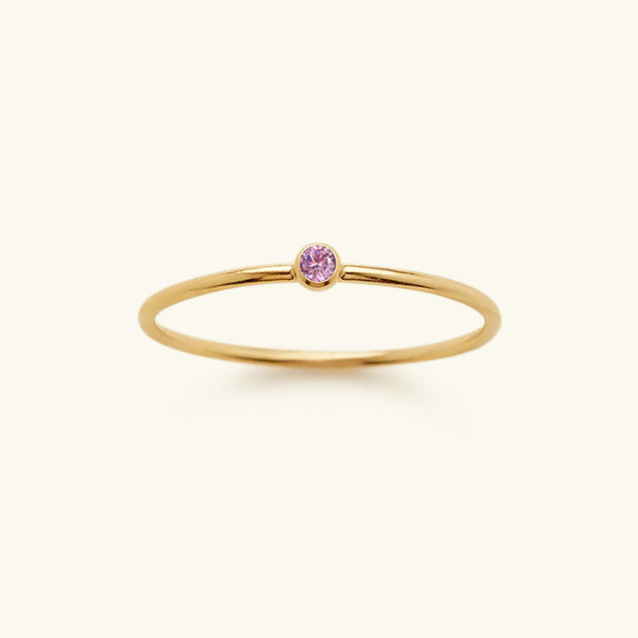Goldfarbener Geburtsstein-Ring | Langlebig | Stilvoll | Persönlich | Geschenk-49 mm-Oktober – Hellrosa-Luzern Mode