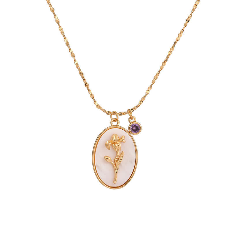 Halskette für Damen | Geburtsstein | Geburtsblumen | Elegant-Februar – Iris-Luzern Mode