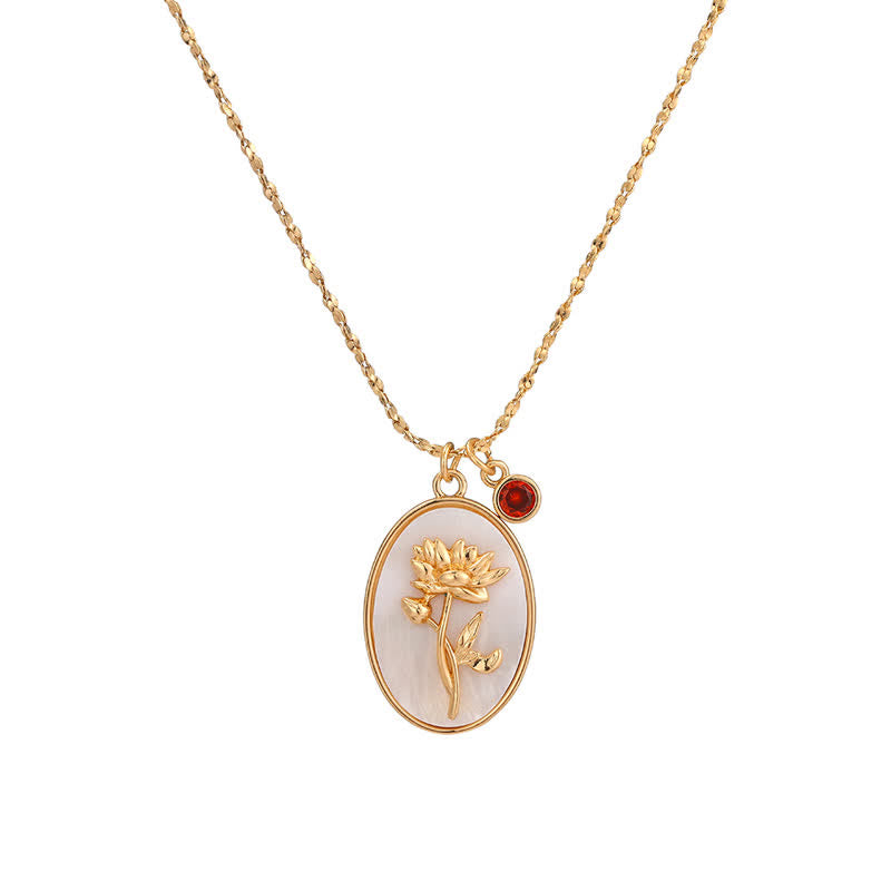 Halskette für Damen | Geburtsstein | Geburtsblumen | Elegant-Januar – Nelke-Luzern Mode