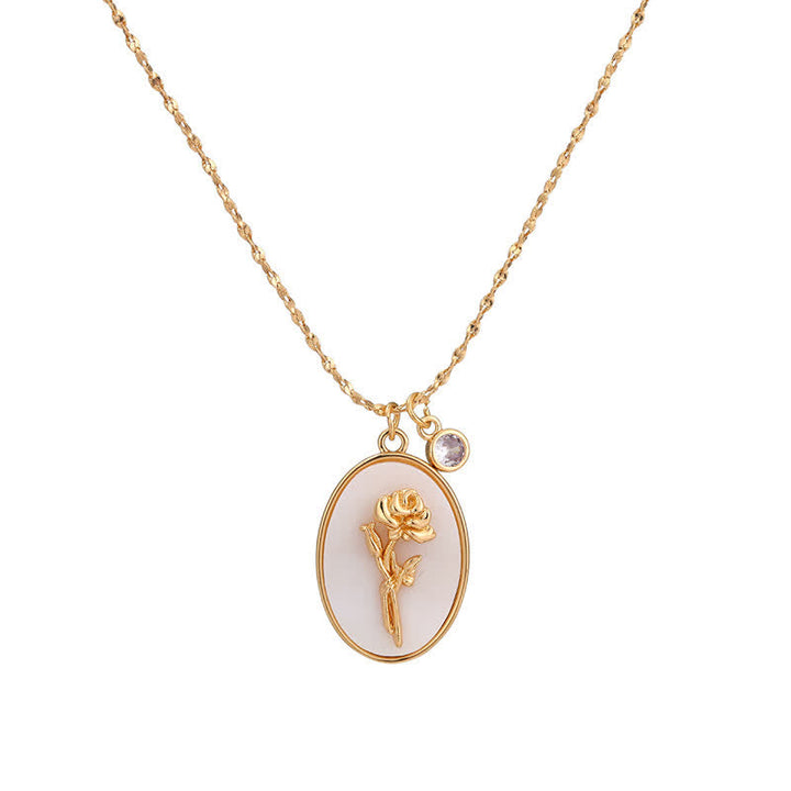 Halskette für Damen | Geburtsstein | Geburtsblumen | Elegant-Juni – Rose-Luzern Mode