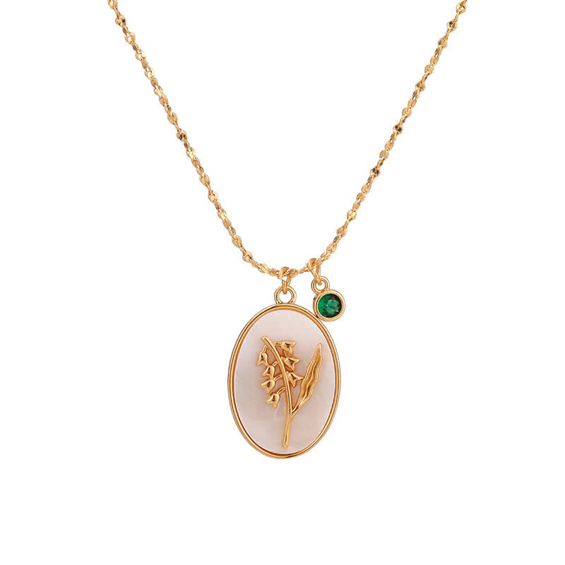 Halskette für Damen | Geburtsstein | Geburtsblumen | Elegant-Mai – Lilie-Luzern Mode