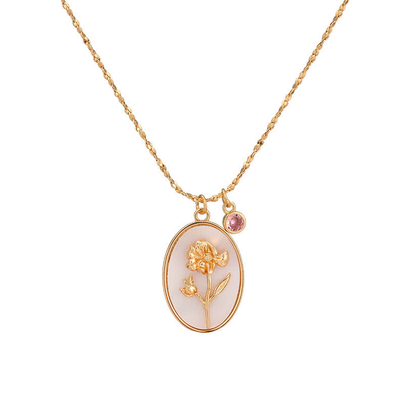 Halskette für Damen | Geburtsstein | Geburtsblumen | Elegant-Oktober – Ringelblume-Luzern Mode