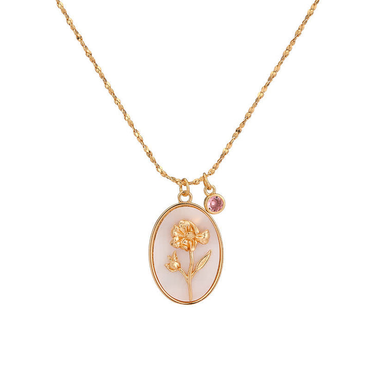 Halskette für Damen | Geburtsstein | Geburtsblumen | Elegant-Oktober – Ringelblume-Luzern Mode