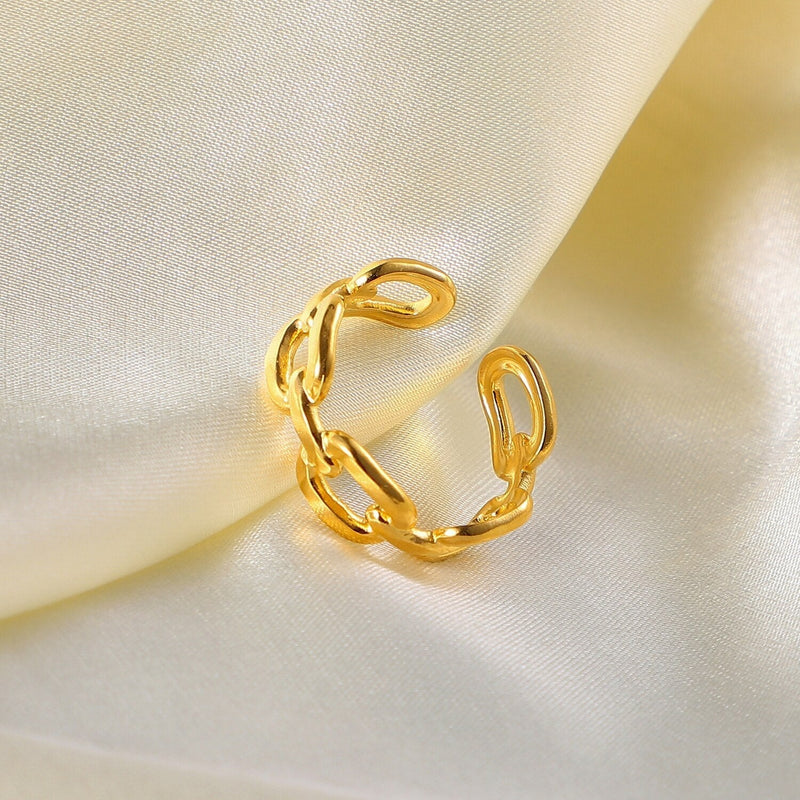 Gedrehter Ring | Offen | Verstellbar | Vergoldetes Silber | Stilvoll | Langlebig-Luzern Mode