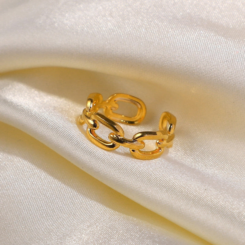 Gedrehter Ring | Offen | Verstellbar | Vergoldetes Silber | Stilvoll | Langlebig-Luzern Mode