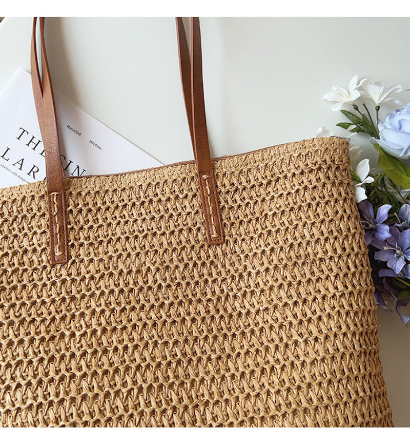 SEO-freundlicher Titel: Damen Handtasche aus Stroh - Sommer Strandtasche-Luzern Mode