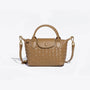 Geflochtene Damenhandtasche mit verstellbarem Schulterriemen-Beige-Luzern Mode