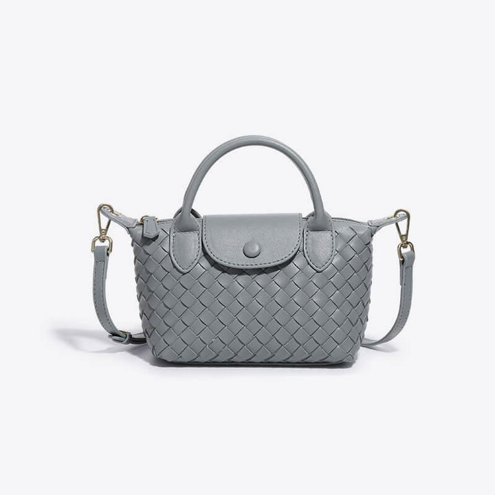 Geflochtene Damenhandtasche mit verstellbarem Schulterriemen-Blau-Luzern Mode