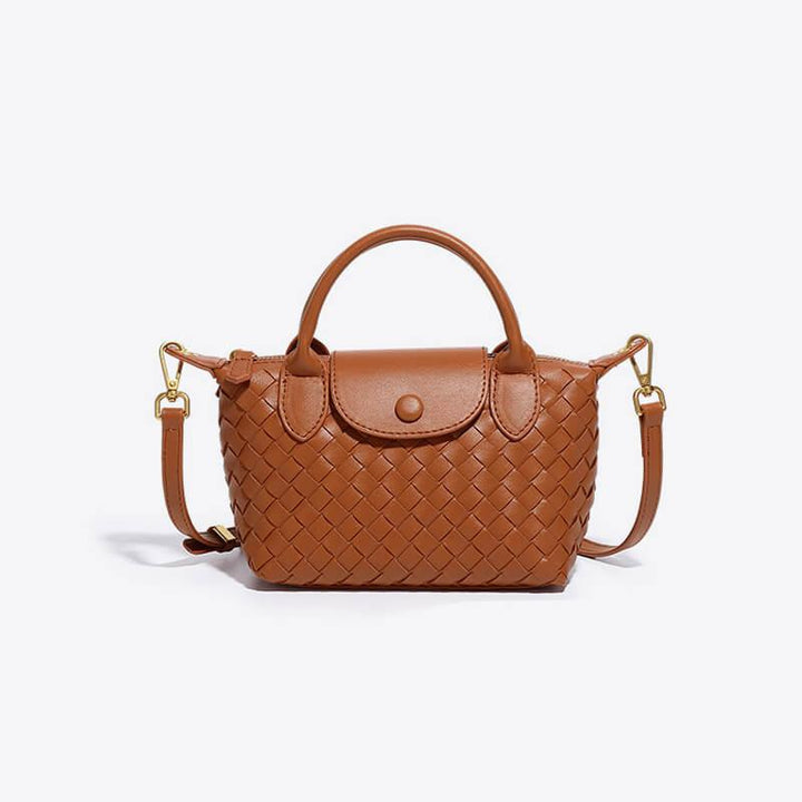 Geflochtene Damenhandtasche mit verstellbarem Schulterriemen-Braun-Luzern Mode