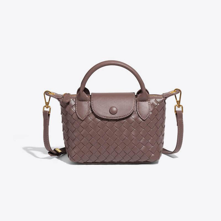 Geflochtene Damenhandtasche mit verstellbarem Schulterriemen-Dunkelbraun-Luzern Mode