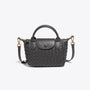 Geflochtene Damenhandtasche mit verstellbarem Schulterriemen-Dunkelgrau-Luzern Mode