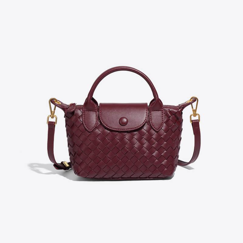 Geflochtene Damenhandtasche mit verstellbarem Schulterriemen-Lila-Luzern Mode