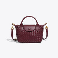 Geflochtene Damenhandtasche mit verstellbarem Schulterriemen-Lila-Luzern Mode