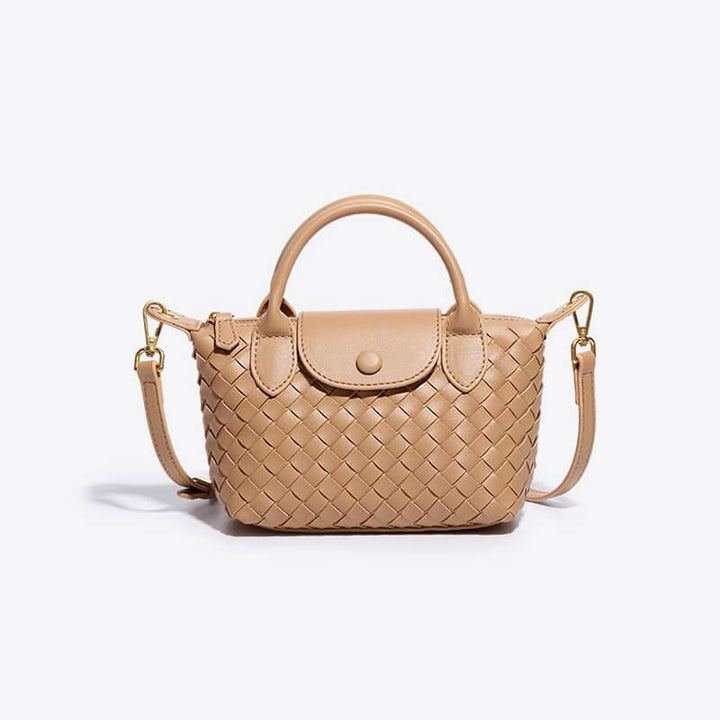 Geflochtene Damenhandtasche mit verstellbarem Schulterriemen-Nude-Luzern Mode