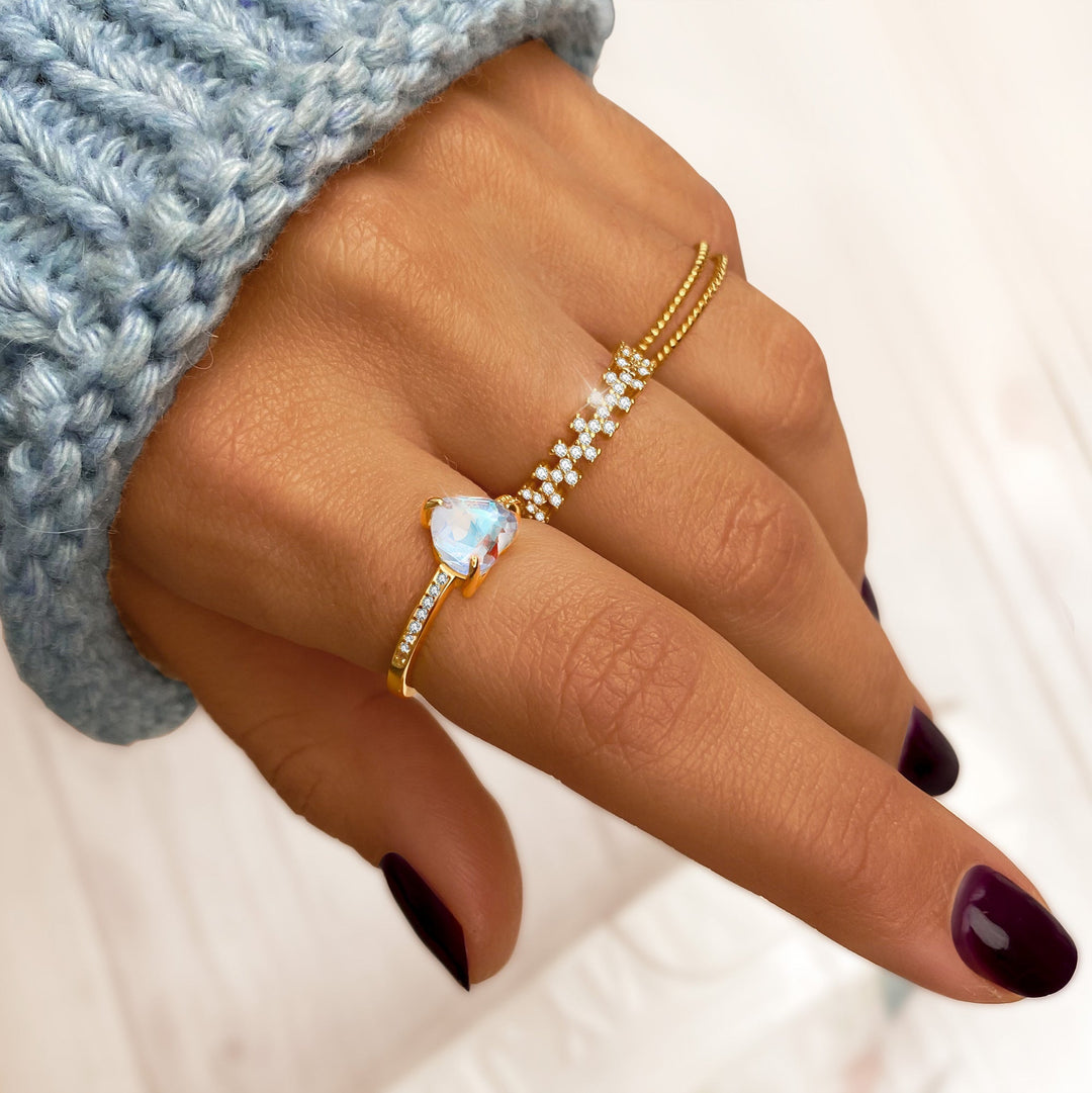 Damen Ring | Geflochten Doppel Stilvoll Einzigartig Silber Vergoldet Zeitlos-Luzern Mode
