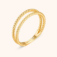 Damen Ring | Geflochten Doppel Stilvoll Einzigartig Silber Vergoldet Zeitlos-Gold-5-Luzern Mode