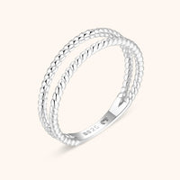 Damen Ring | Geflochten Doppel Stilvoll Einzigartig Silber Vergoldet Zeitlos-Silber-6-Luzern Mode