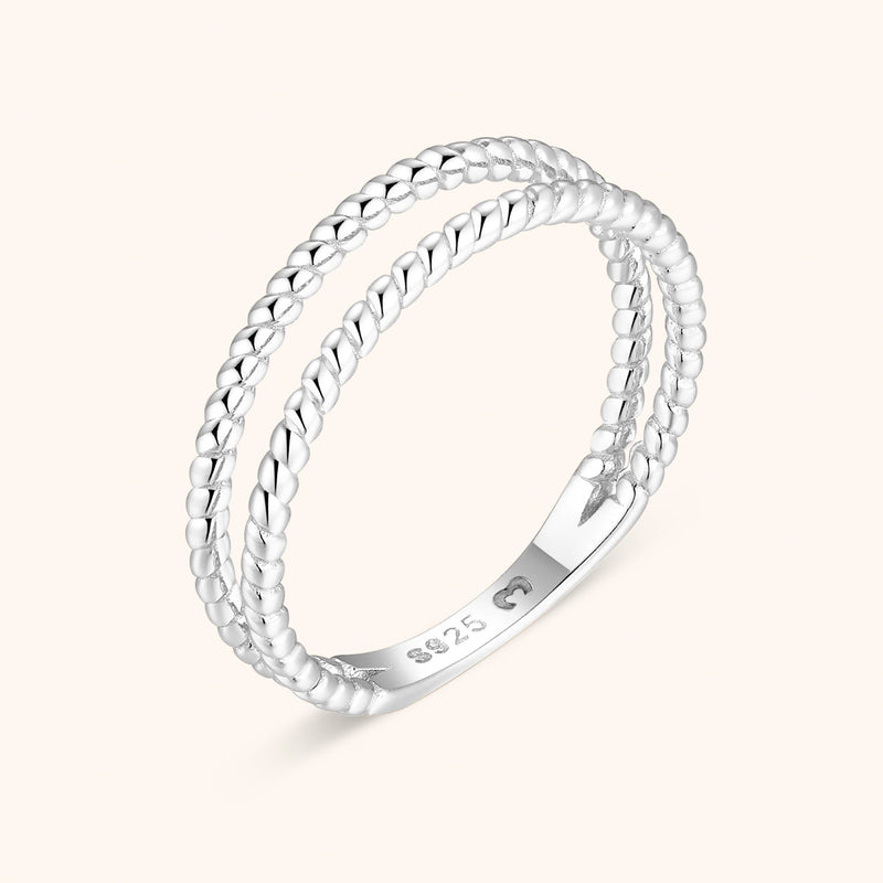 Damen Ring | Geflochten Doppel Stilvoll Einzigartig Silber Vergoldet Zeitlos-Silber-6-Luzern Mode