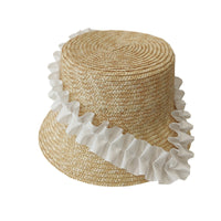 Sommerhut Damen Strohhut gefaltet | Leicht gestreift | Luftiger Beach-Style-Khaki-Einheitsgröße-Luzern Mode