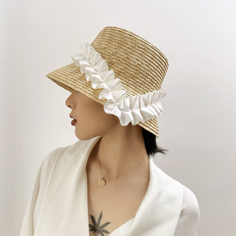 Sommerhut Damen Strohhut gefaltet | Leicht gestreift | Luftiger Beach-Style-Luzern Mode